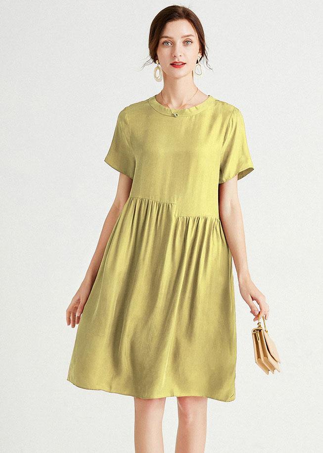 Bohemian Yellow Elegant Loose Summer Short Sleeve Mid Dress