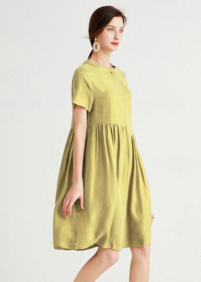 Bohemian Yellow Elegant Loose Summer Short Sleeve Mid Dress