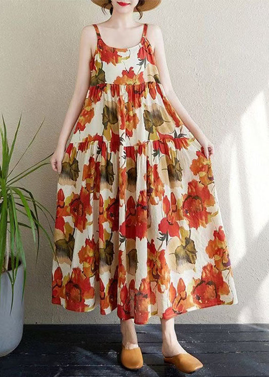 Boutique Print Cotton Cami Dresses Exra Large Hem Summer