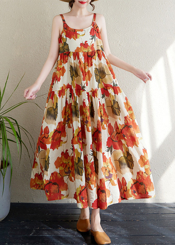 Boutique Print Cotton Cami Dresses Exra Large Hem Summer