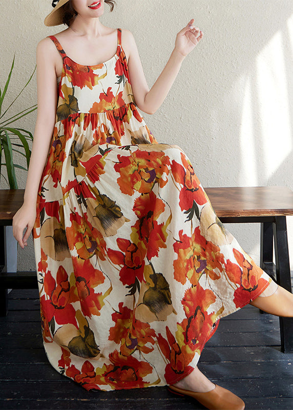 Boutique Print Cotton Cami Dresses Exra Large Hem Summer