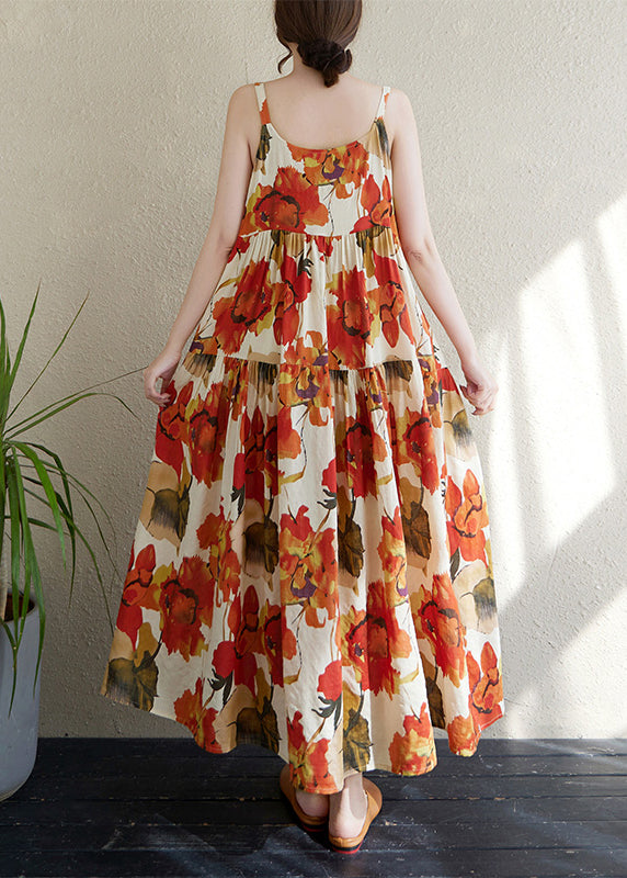 Boutique Print Cotton Cami Dresses Exra Large Hem Summer