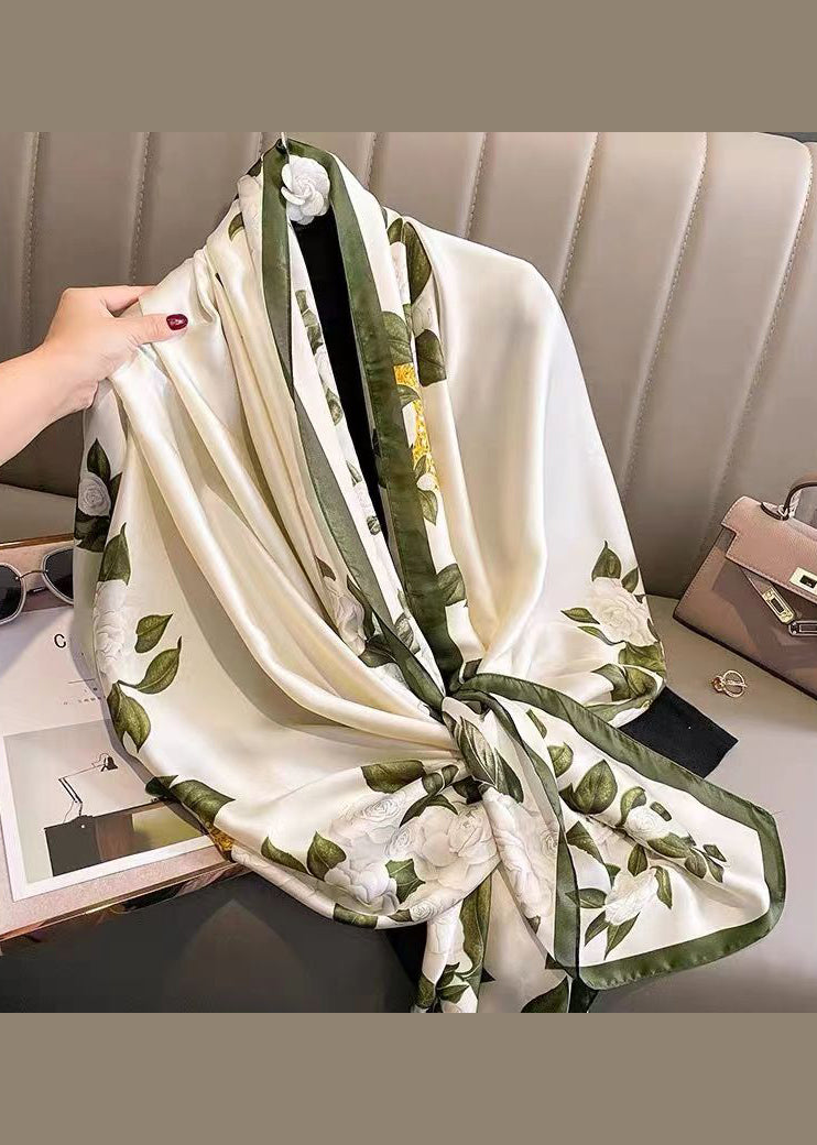 Boutique Elegant White Print Silk Scarf