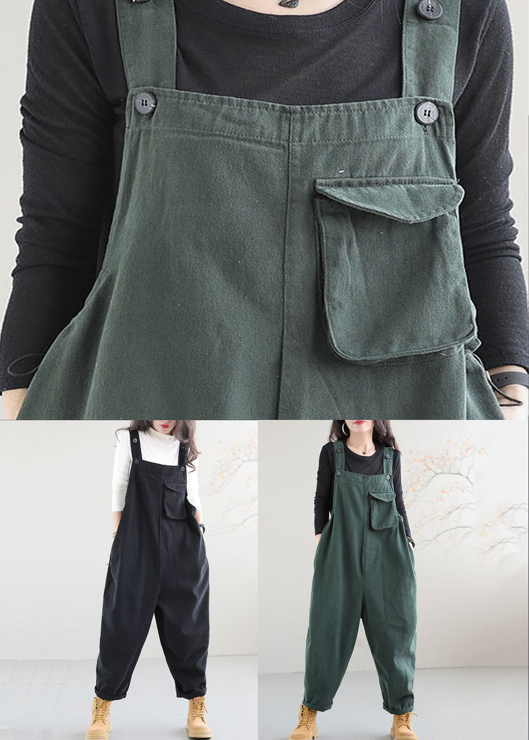 Boutique Green Pocket Patchwork Cotton Workwear Jumpsuit Spring