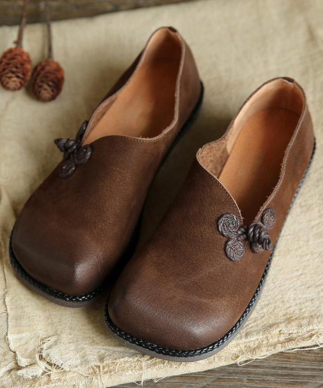 Casual Brown Faux Leather Flat Shoes