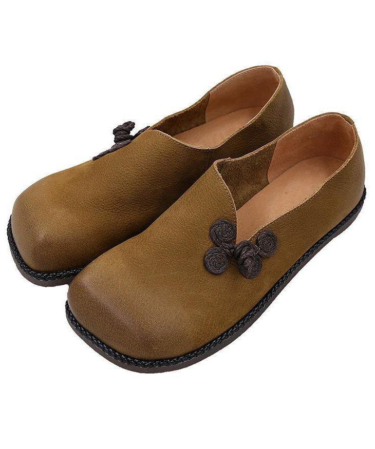 Casual Brown Faux Leather Flat Shoes