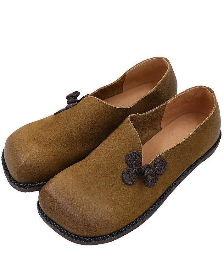 Casual Brown Faux Leather Flat Shoes