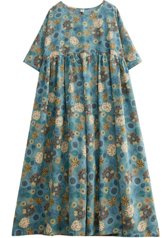 Loose Relaxed Cotton Floral Print Dress