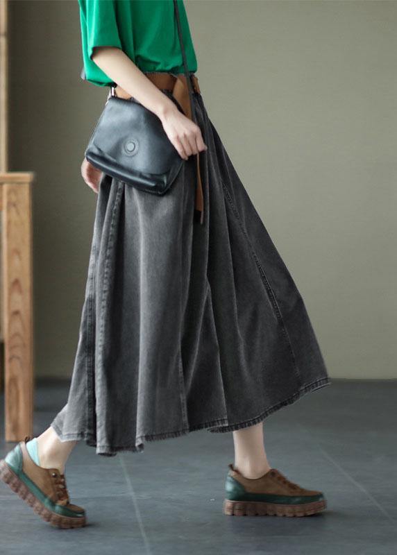 Chic Blue Retro Patchwork A Line Summer Skirts Denim