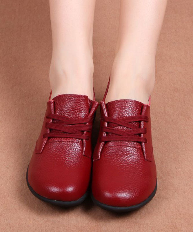 Cowhide Leather Flat Feet Shoes Cross Strap Flat Feet Shoes