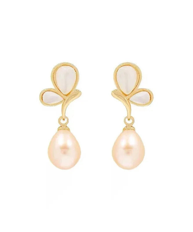 DIY Gold Sterling Silver Overgild Drip Pearl Butterfly Drop Earrings