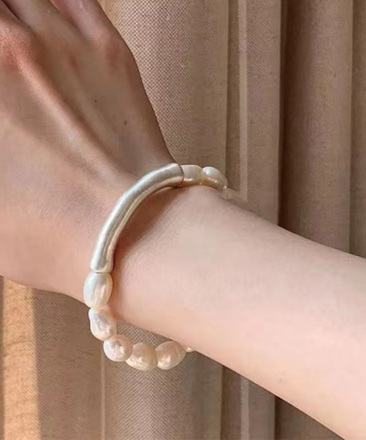 DIY White Sterling Silver Pearl Bracelet