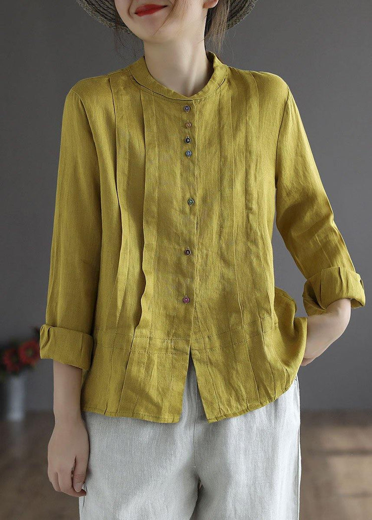 Elegant White Linen Retro Wrinkled Fall Tie Waist Long Sleeve Shirt Tops