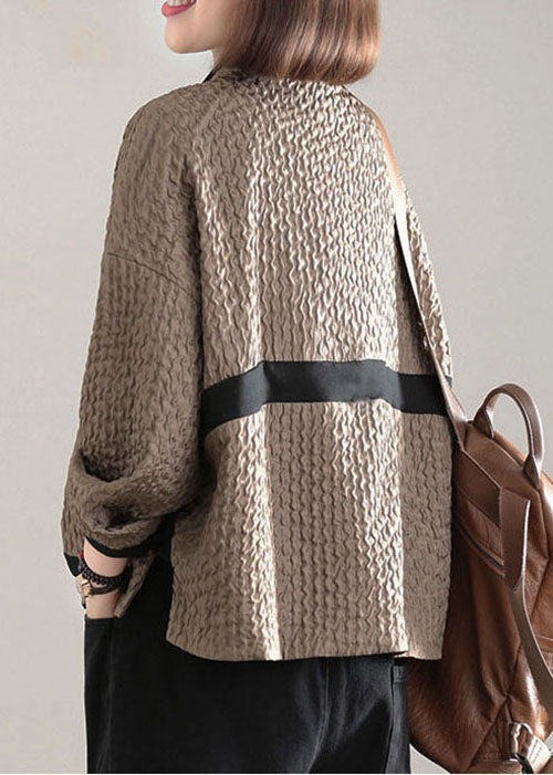 Trendy Chocolate Pocket Patchwork Coat Spring