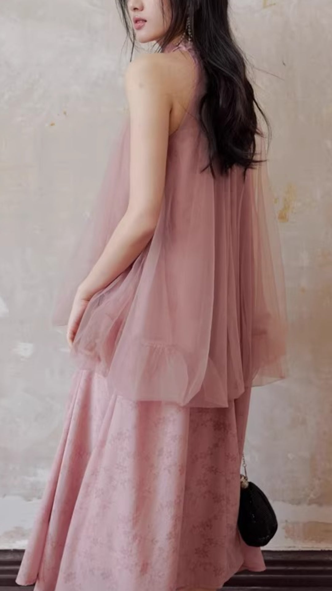 Plus Size Pink Two-Piece Look Sleeveless Dress Summer