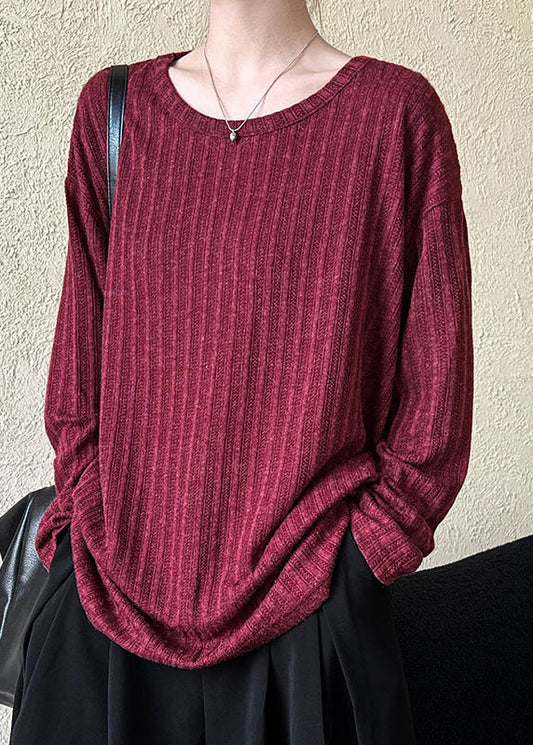 Handmade Red Patchwork T Shirt Fall