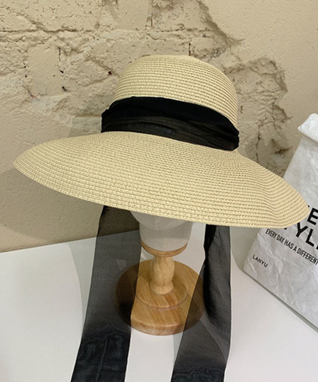 Handmade Khaki Versatile Big Brim Straw Woven Sun Hat