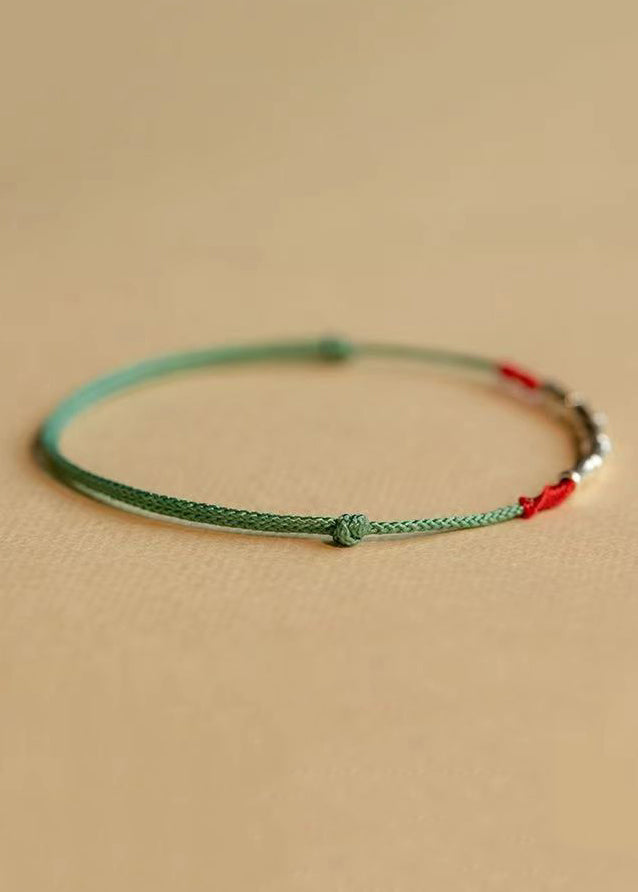 Handwoven Bamboo Joint Silver Good Luck Bracelet