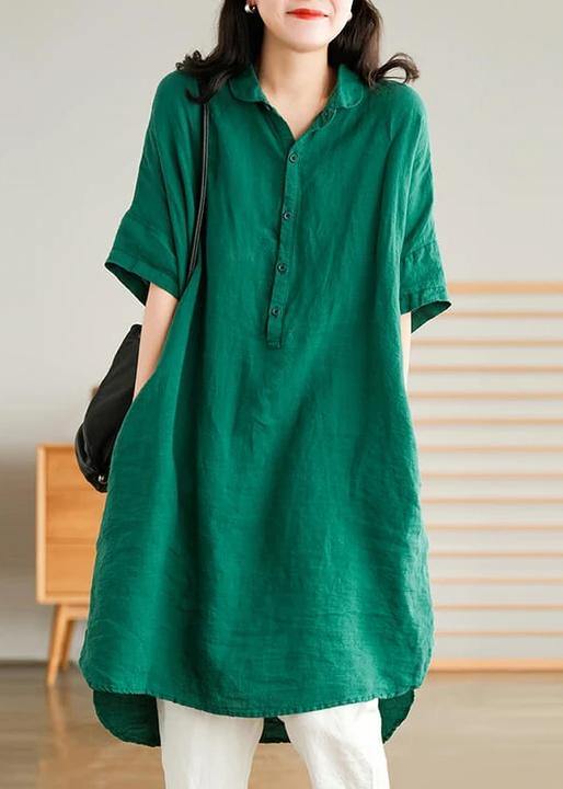 Linen Shirt Dress Summer Mid Dress