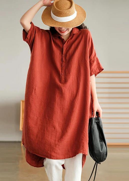 Jade Green Linen Women Casual Linen Shirt Dress