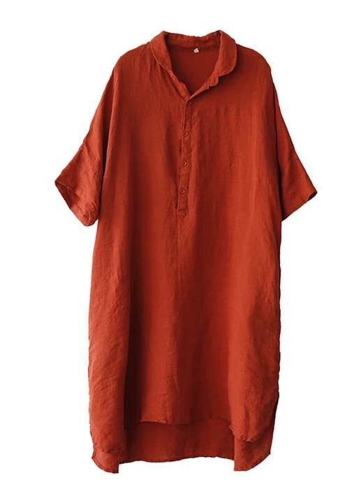 Linen Shirt Dress Summer Mid Dress