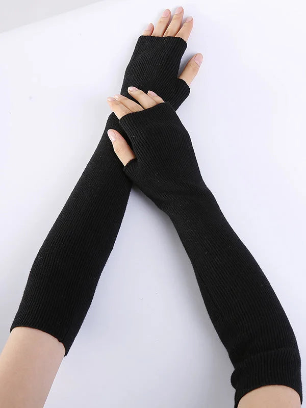 Knitted 7 Colors Sleevelet Gloves- Grey