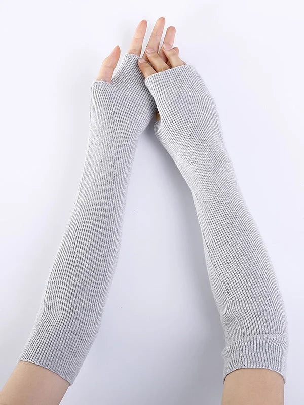 Knitted 7 Colors Sleevelet Gloves- Grey