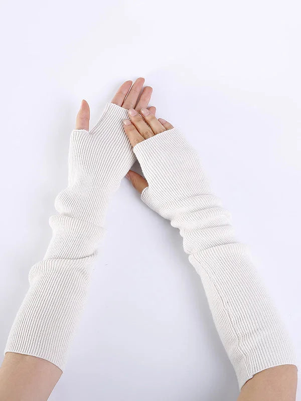 Knitted 7 Colors Sleevelet Gloves- Grey