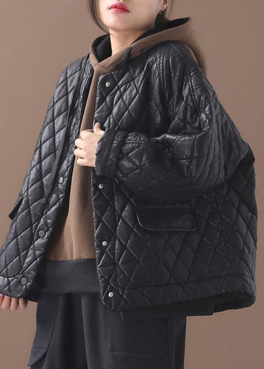 Luxury Warm Winter Black O Neck Cropped Plus Size Coat Women Coat