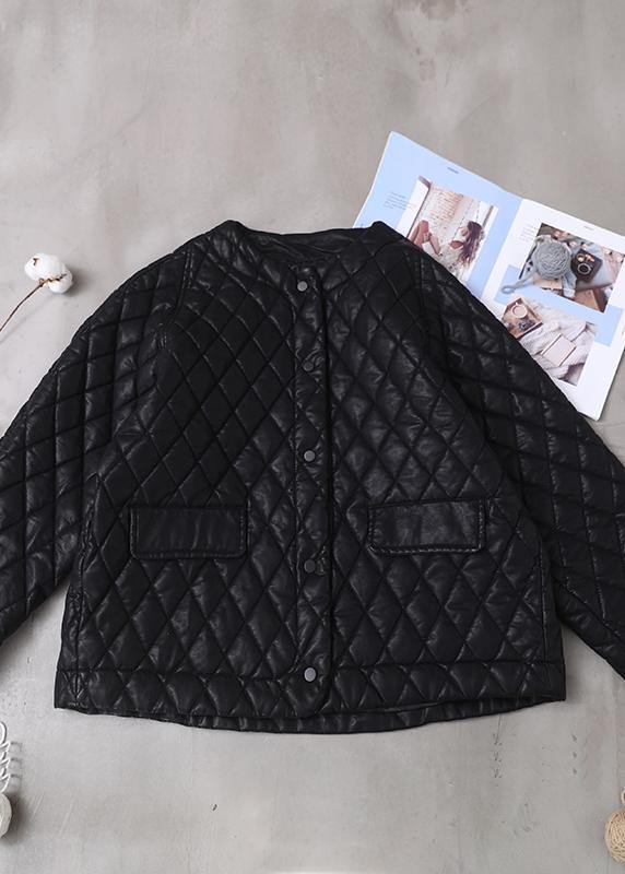 Luxury Warm Winter Black O Neck Cropped Plus Size Coat Women Coat