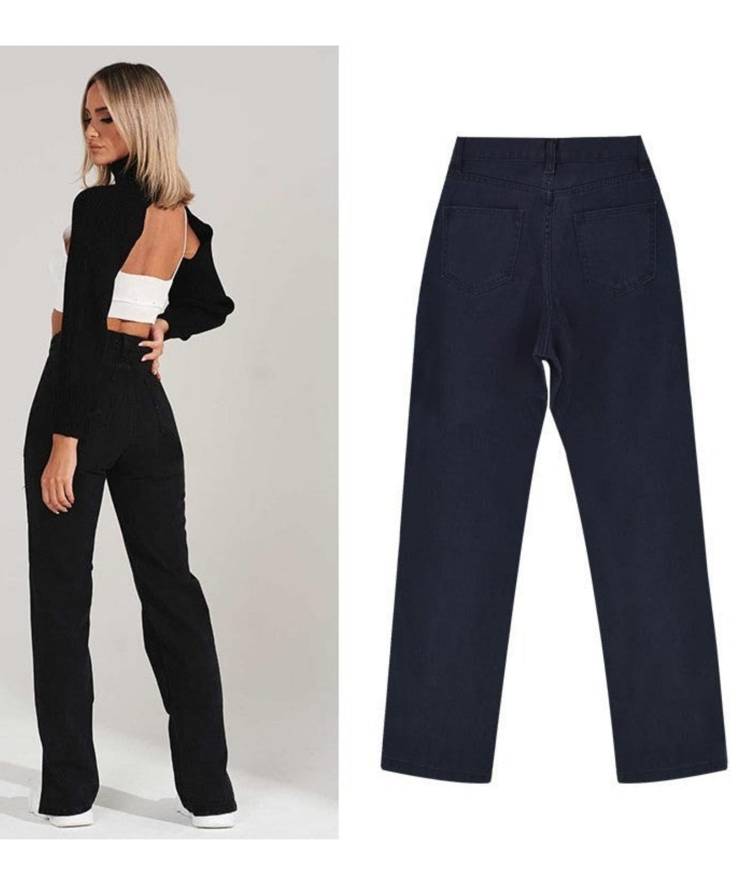 High-rise slim-fit straight-leg denim pants