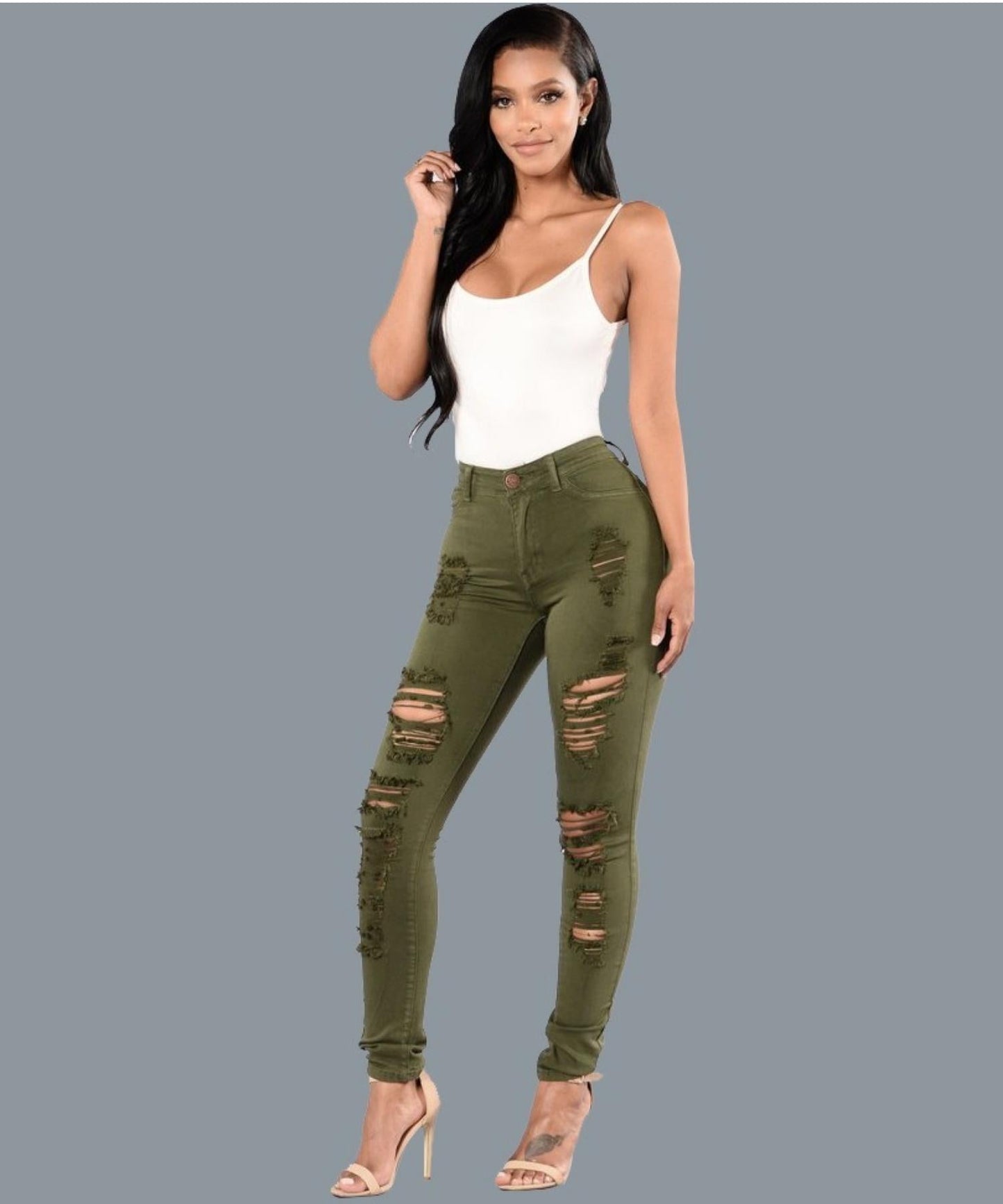 Trendy knee-length ripped Denim Pants