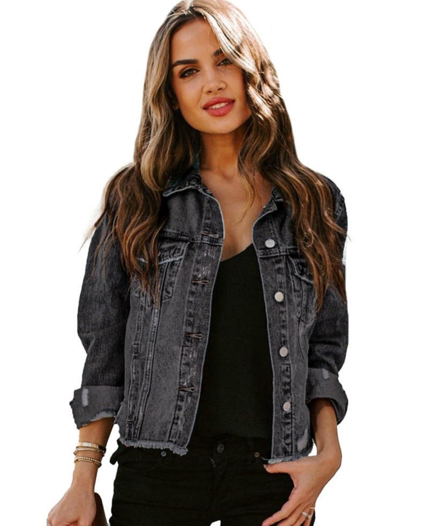 Women's Fashion Washed Cardigan Denim Jacket