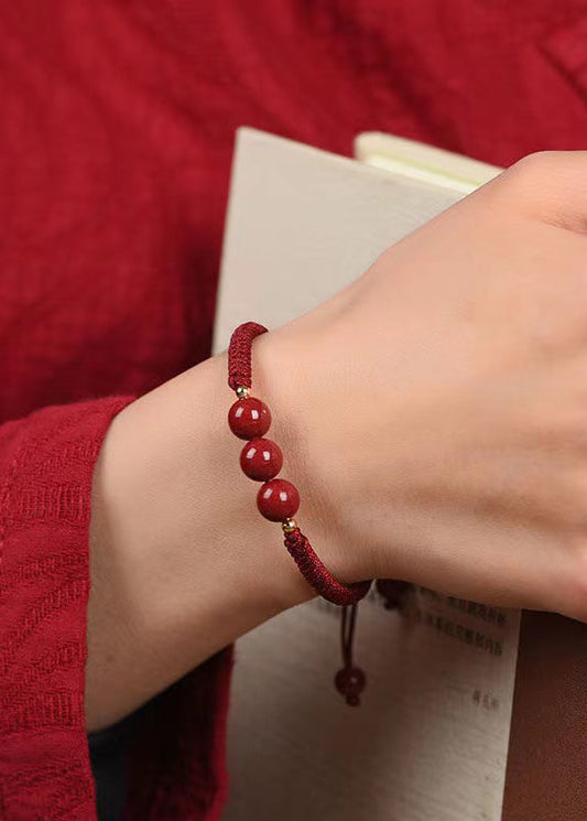 Natural Cinnabar Lucky Woven Bracelet