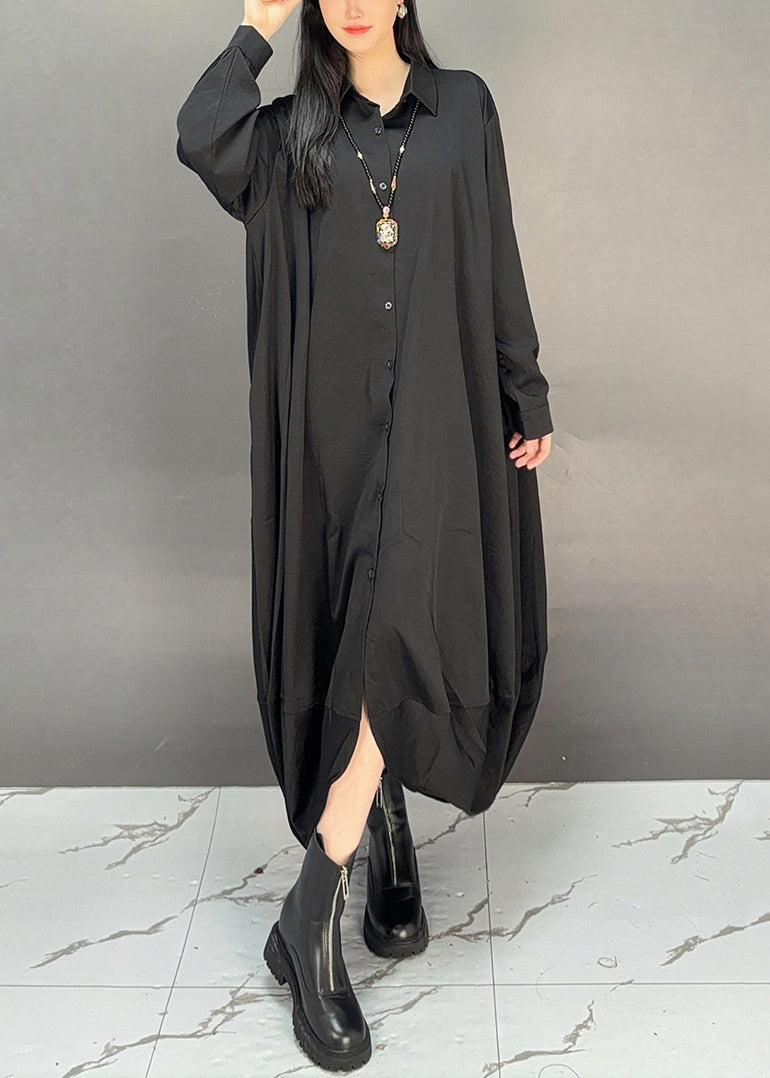 New Black Peter Pan Collar Pockets Cotton Jumpsuits Fall