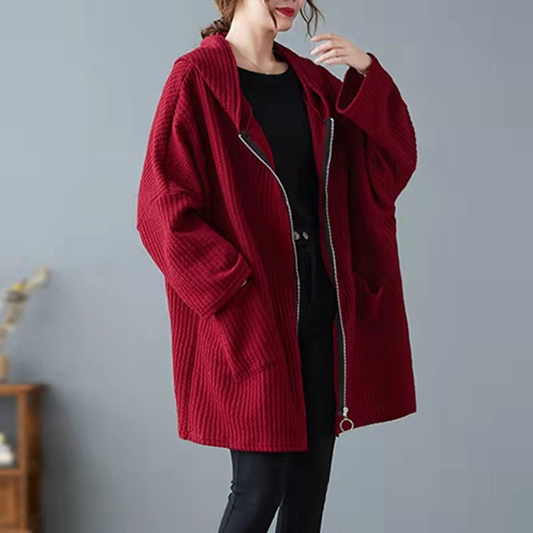 New women coats Loose fitting hooded black outwear thick