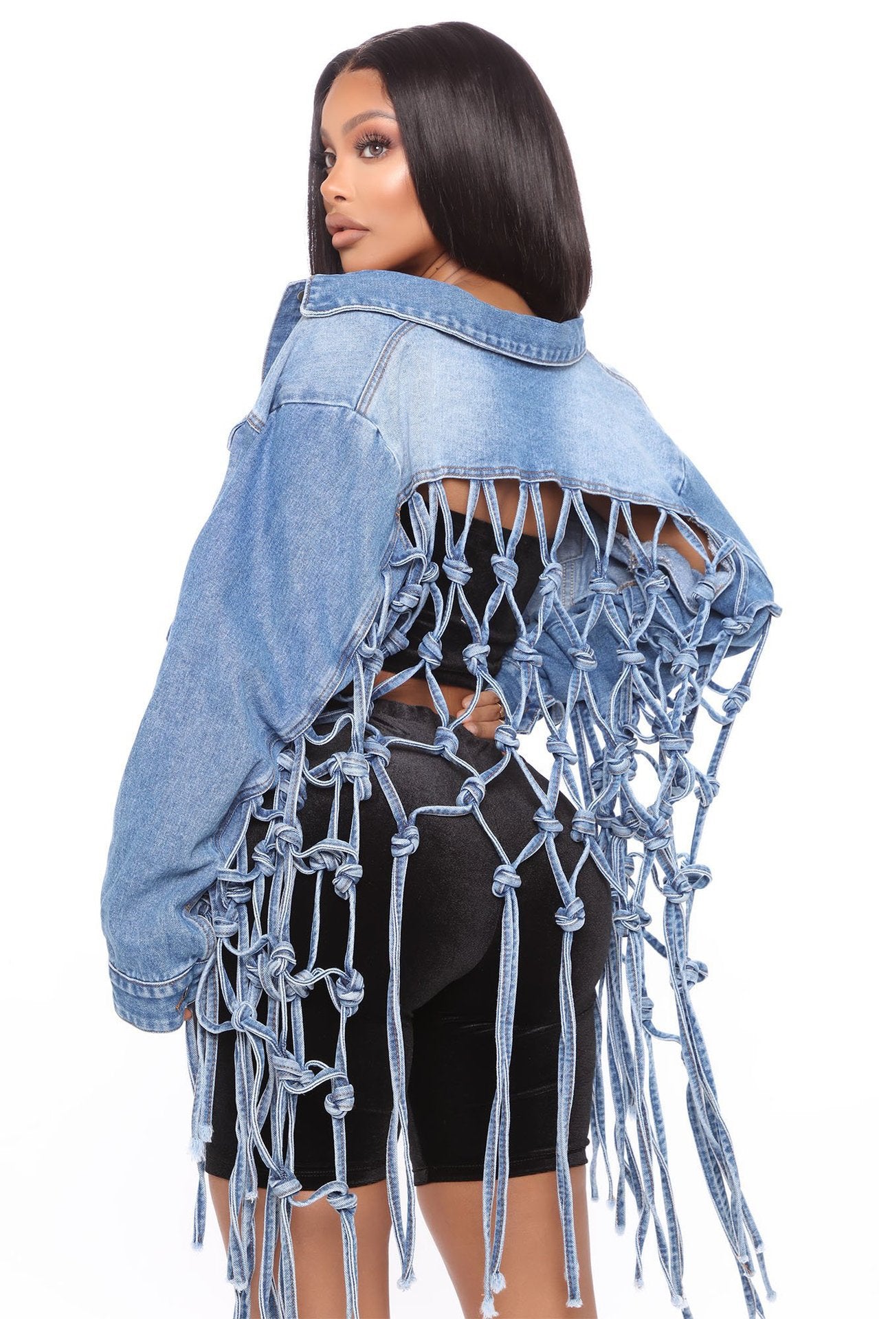 Unique Webbing Denim Jacket