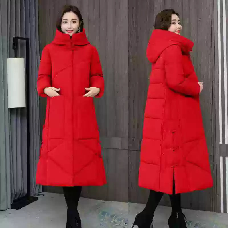 Luxury Loose fitting womens parka Jackets rose hooded Button Down warm winter coat