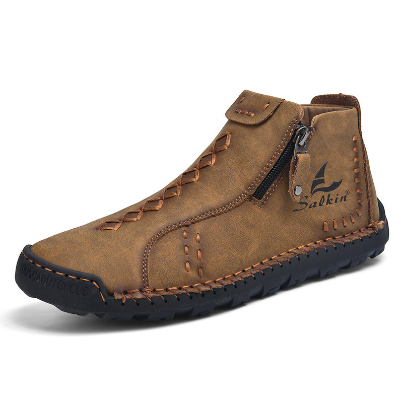 New Men's Zip-Up Breathable Martin Boots