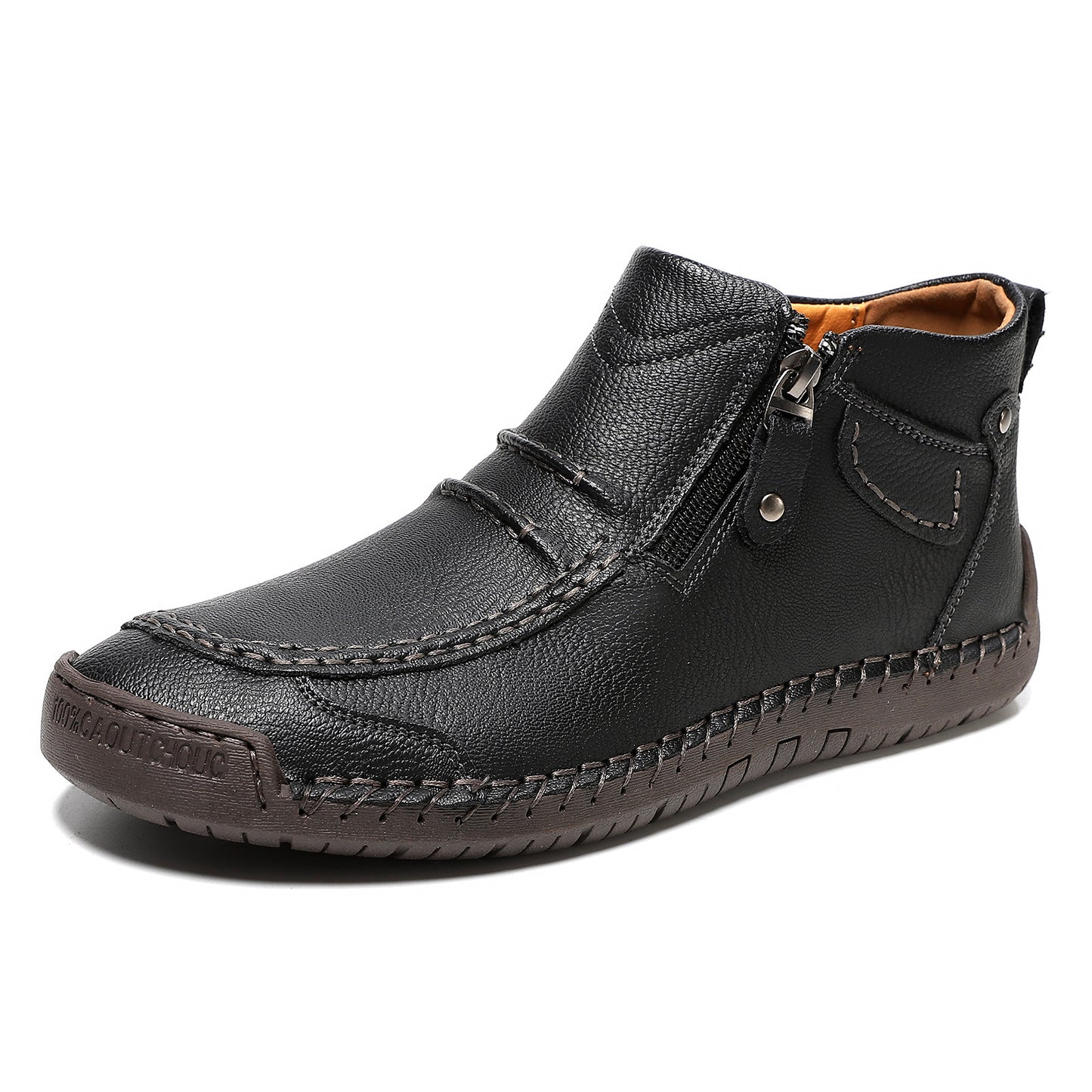 Men's Casual Hand-Stitched Zipper High-Top Martin Boots