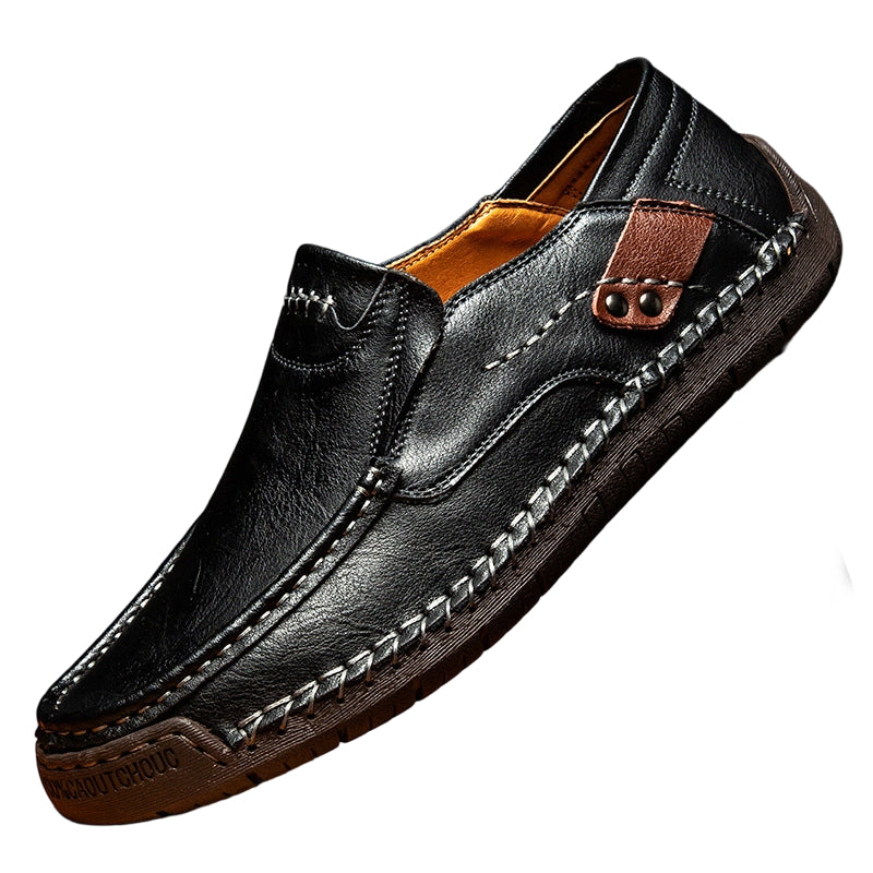 Men's Hand-Stitched Low-Top Leather Loafers Casual Shoes