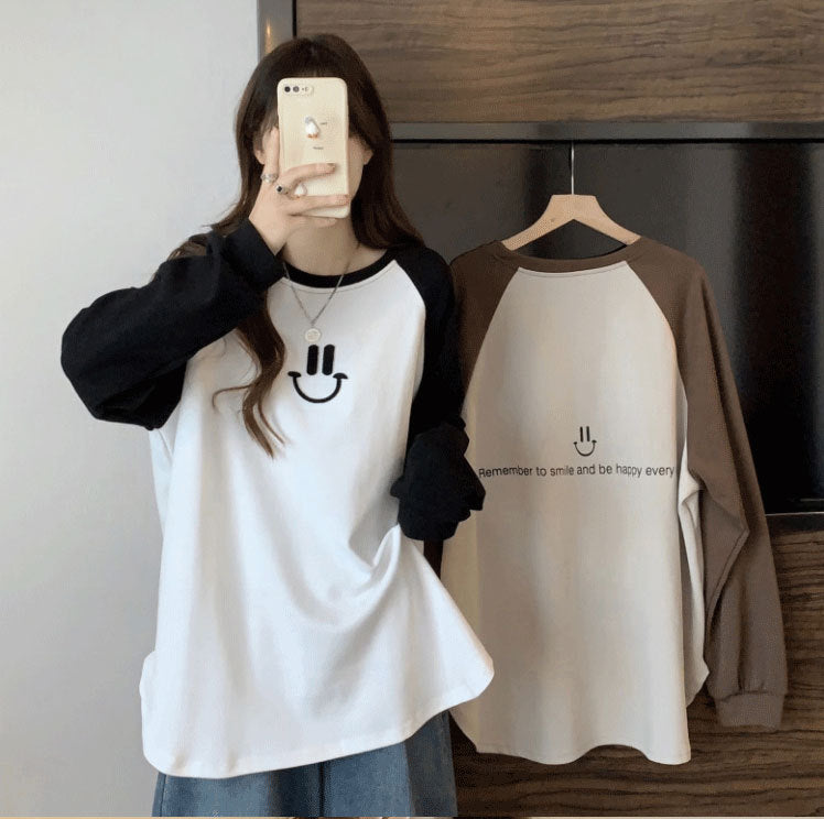 New Cotton Tops Plus Size Short Sleeve Splicing Black And White Cotton Tops