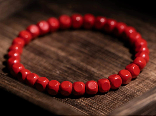 Unique Cube-Cut Natural Cinnabar Bracelet