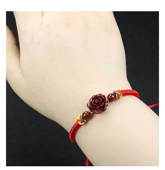 Handmade Red Cinnabar Peace Knot Bracelet