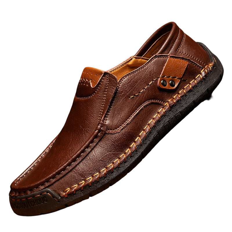 Men's Hand-Stitched Low-Top Leather Loafers Casual Shoes
