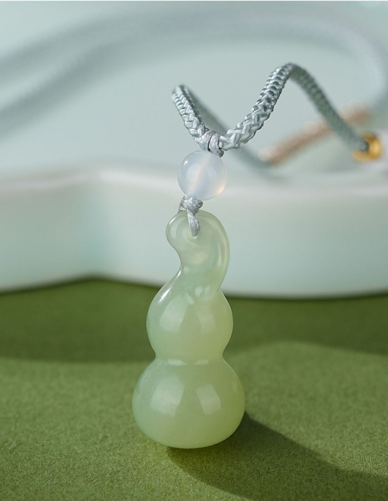 Natural Hetian Jade Gourd Pendant Necklace