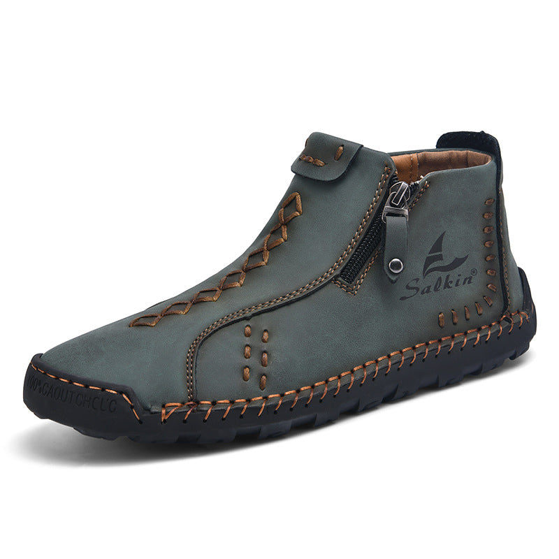 New Men's Zip-Up Breathable Martin Boots