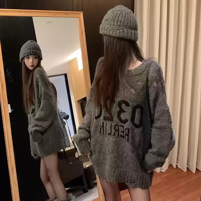 Grey Hole Cozy Knit Winter Sweaters