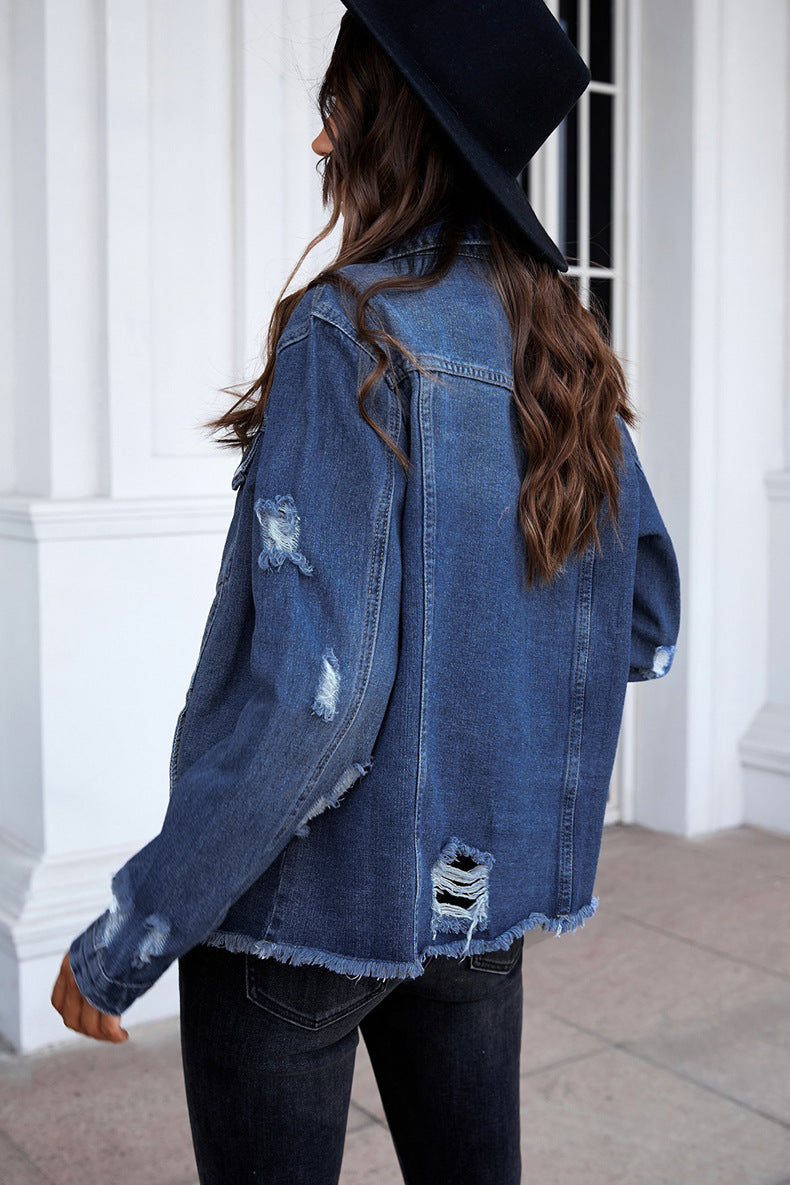 Women's Fashion Washed Cardigan Denim Jacket