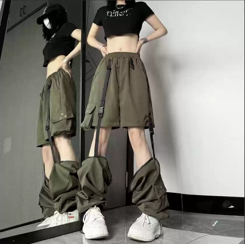 GOTH BUCKLE UP HIGH WAIST CARGO BLACK JOGGER